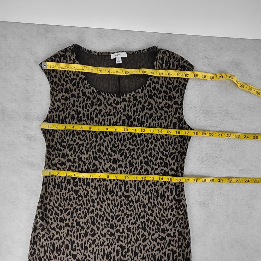 Nine West Leopard Print Ponte Sheath Dress Cap Sleeve Stretch Knee Length Size M - Picture 7 of 11